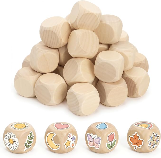 ZEAYEA 100 Pcs 1 inch Blank Wooden Dice, Blank 6 Sided Small Wooden Cubes - Image 5
