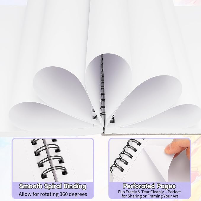 FIXSMITH 9"X12" Purple Sketch Book, 400 Sheets Spiral Sketchbook, Acid Free - Image 4