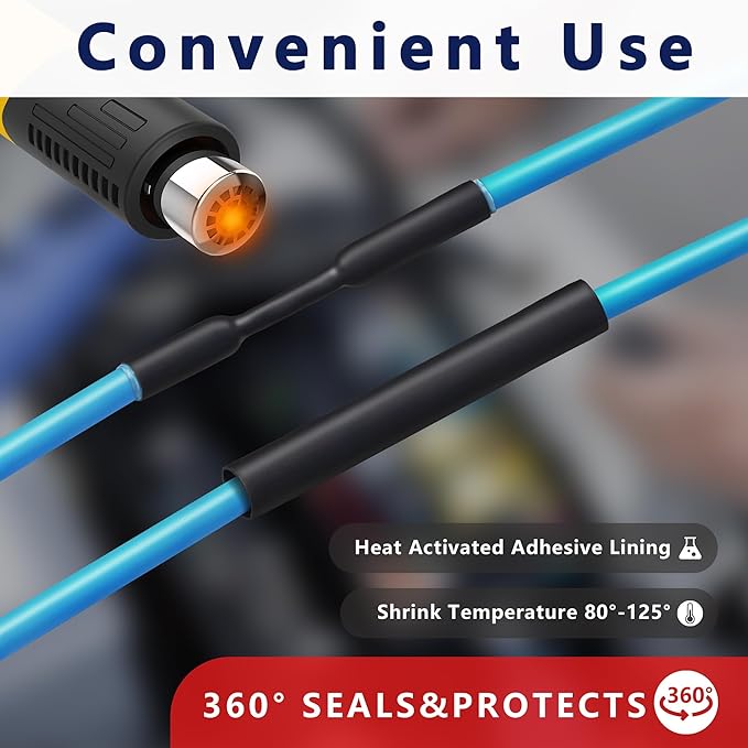 3/4in Heat Shrink Tubing, 5 Ft 3:1 Heat Shrink Tube Dual Wall Adhesive Lined, Waterproof Marine Shrink Wrap Tubing, Electrical Industrial Automotive Sealing Heat Shrink Tubing Kit for Wire Insulation