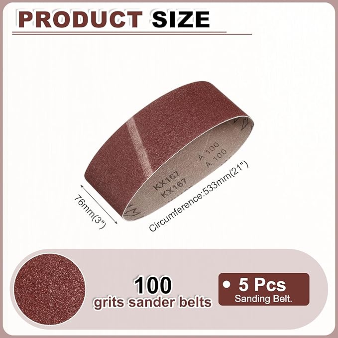 HARFINGTON 3 x 21 Inch Sanding Belts, 10 Pcs 100 Grits Aluminum Oxide Abrasive Belt Sander File Belt for Woodworking, Metal Polishing, Knife Sharpener