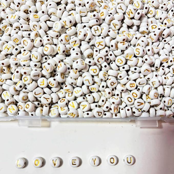 YMSDZHL Alphabet Beads A-Z 1300Pcs Letter Beads, Acrylic 4x7mm Round Letter - Image 5