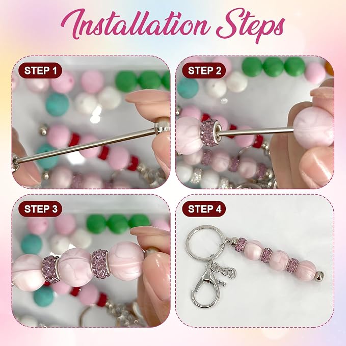 84Pcs Beadable Keychain Set, DIY Making Kit - Image 3