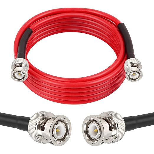 10FT RG58 50 ohm BNC Male to Male Coax Cable - Low Loss Extension Coaxial Cable with BNC Adapter Connector for Antennas, RF Radios, Modems, Oscilloscopes, Spectrum, etc (Red)