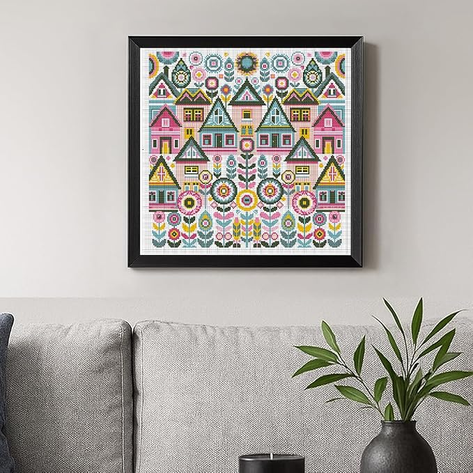 FREEBLOSS 11CT Vector Cottage Stamped Cross Stitch Kits Complete Embroidery Kits - Image 6