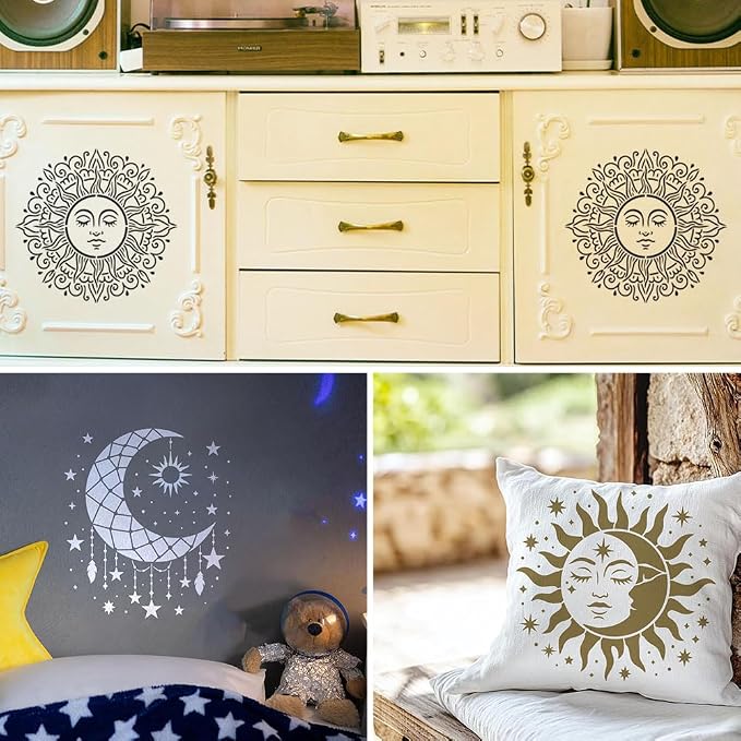 12pcs Mandala Sun and Moon Stencils - Image 6