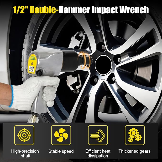 231C 1/2-inch-Drive Air Impact Wrench - 300 ft-lbs High Torque, Lightweight Industrial 231c Impact Tool (5 forward and reverse gears) for Automotive & Heavy Machinery - with Ergonomic Grip