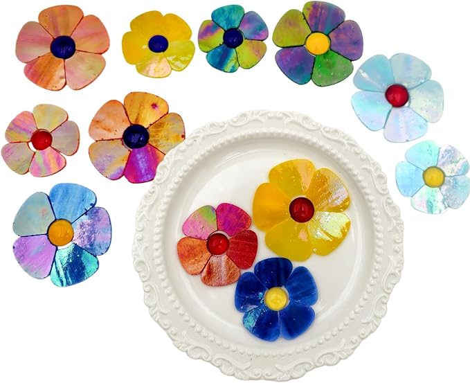 Esweny 12 Flower Stained Glass Mosaic Tiles - Image 7