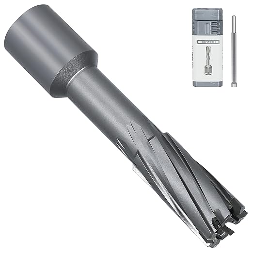 KEENTECH Carbide-Tipped Annular Cutter, 5/8" Diameter x 2" Depth, 3/4" Weldon Shank (2 Flat), High Speed Cutting TCT Mag Drill Bit with Pilot Pin for Harder Material, Stainless Steel, Cast Iron