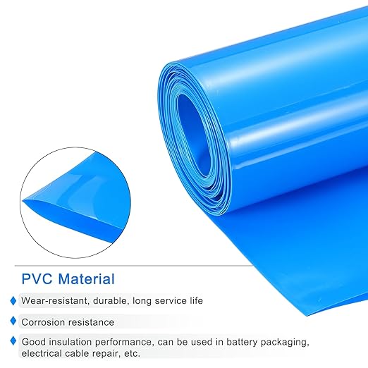 MECCANIXITY Battery Wrap PVC Heat Shrink Tubing 127mm Dia 200mm Flat 20 Feet(6meters) Blue Good Insulation for Battery Pack