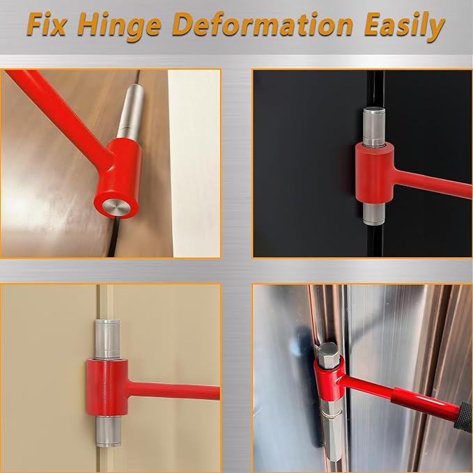 8-12in Telescopic Steel Door Hinge Adjustment Tool with Rubber Grip & 4 - Head Punch Set for Door Hinges