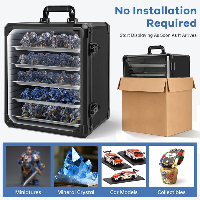 WELIDAY Miniatures Storage Case Miniatures Transport Case Aluminum Alloy Frame - Image 4