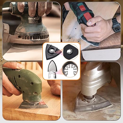 260pcs Oscillating Tool Sanding Pads Kit, 5pcs Triangle Sanding Pads and 5pcs Finger Sanding Pad, 250pcs Multitool Sandpaper Set, Multi Tool Sanding Attachment Fit for Finishing Wood