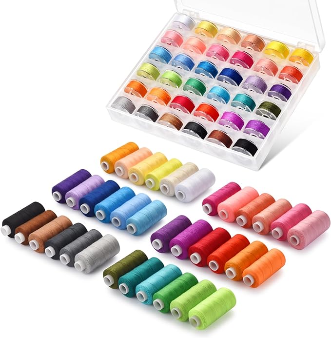 Eoehro 72pcs Sewing Thread Kit, 36 Colors Embroidery Thread, Prewound Bobbins by welcometoEoehro