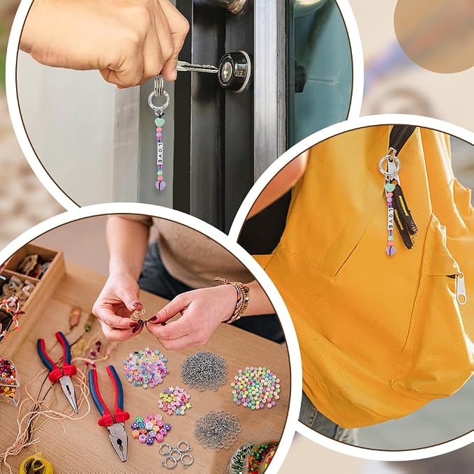 CRAFTYMELODY 606Pcs DIY Keychain Making Crafts Kits Beaded Keychain Making Kit - Image 4