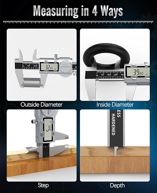 Digital Caliper 12 Inch, (ABS) Absolute Scale Caliper, IP54 Caliper Measuring Tool, Inch/MM/Fraction, Auto-Off LCD Stainless Steel Waterproof Micrometer Vernier Caliper, Feeler Gauges