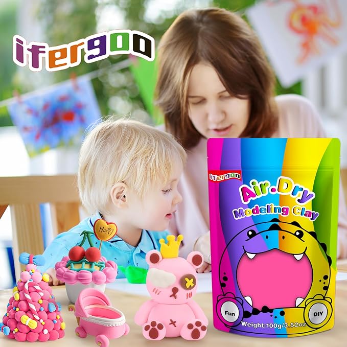 ifergoo Pink Air Dry Clay, DIY Creative Modeling Clay - Image 4