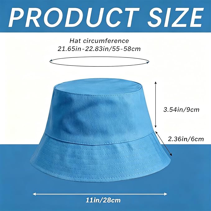 Bucket Hats Bulk Solid Color DIY Blank Hat Bucket Hats - Image 2
