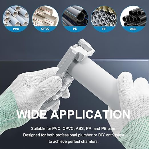 PVC Pipe Chamfer Tool with Sharp Blade for Pipe Burring, Deburring Tool for Six Pipe Sizes from 1-1/4 to 4", for PVC ABS CPVC PP PE Pipe