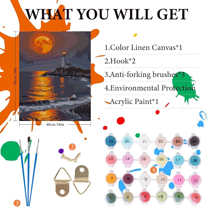 Fountor Moon Paint by Numbers Kit - Image 4