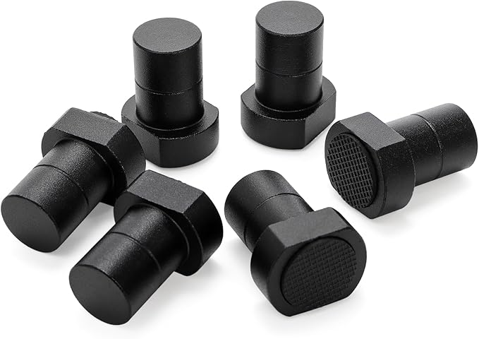 SOUJOY 6 Pack Aluminum Alloy Bench Dogs with Non-Slip Pad, 3/4" (19mm) Workbench Dog Clamps, MFT Table Stops for Woodworking & DIY Projects, Workbench Accessories, Black