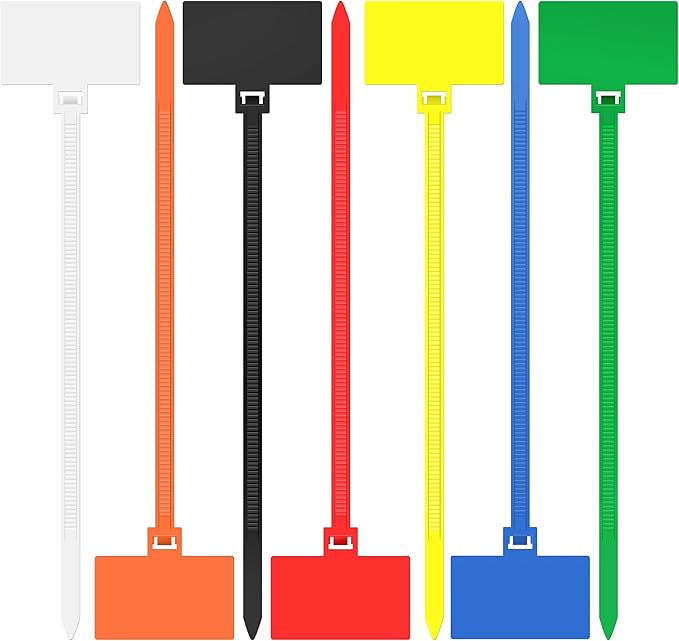 200 Pcs 6 inch Nylon Cable with Label Tags Marker Ties,Self-Locking Plastic Nylon Cable Ties Multicolor,Cords Straps Wire Zip Ties with Mark Tags Power Marking Label, 6 Inch(40lb)