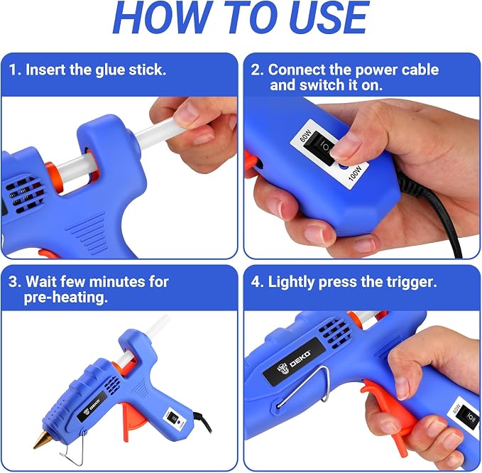 Hot Glue Gun Full Size: DEKOPRO 60/100Watt Dual Temp Hot Glue Gun Kit - Image 5