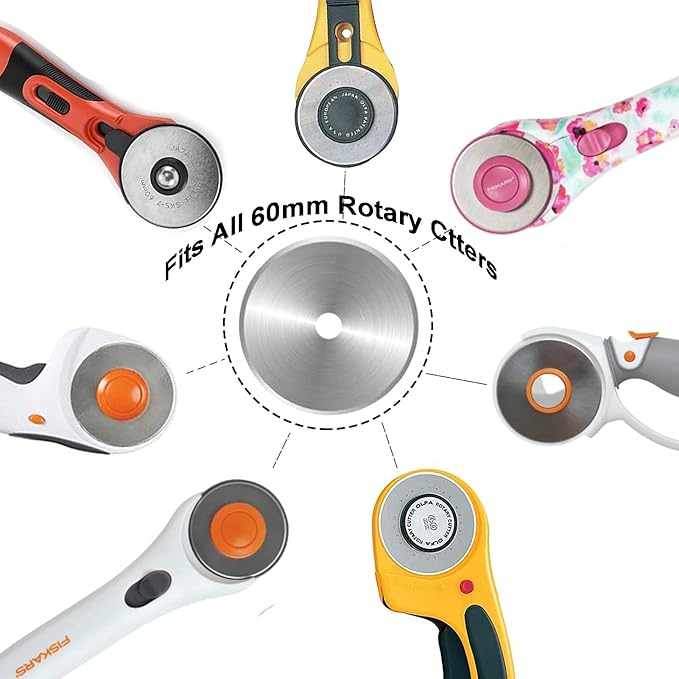 60mm Rotary Cutter Blades 5-Pack Replacement Blades Fits Fiskars, DAFA - Image 3