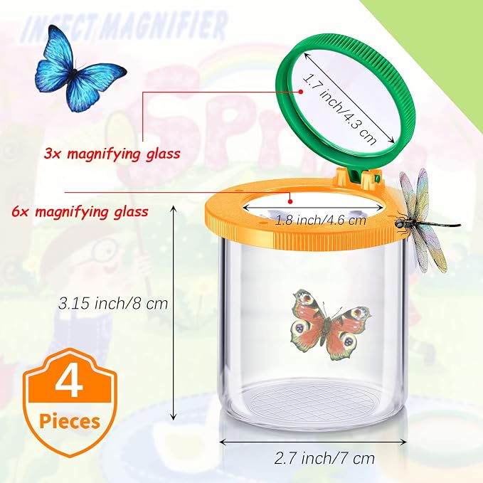 Skylety 4 Pcs Insert Bug Viewer Magnifier Backyard Explorer Bug Catcher Kit - Image 2