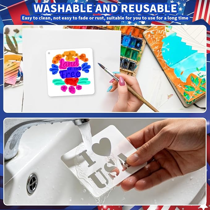 72 PCS 3x3 Inch Independence Day Stencils - Image 3