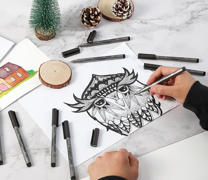Brusarth Precision Black Micro-Pen Fineliner Ink Pens, Waterproof Archival Ink - Image 6