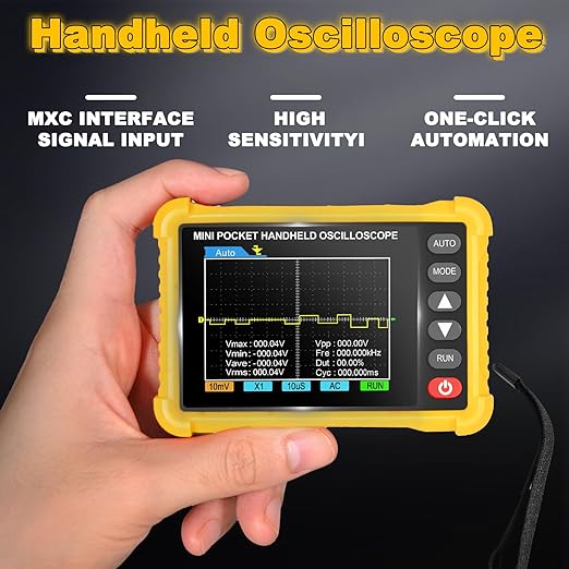 Mini Handheld Oscilloscope Kit, 2.5MS/s Portable Pocket Oscilloscope Multimeter,250KHz Bandwidth, 2.8" TFT Display,USB Rechargeable, Advanced Auto Trigger System, Portable for Fieldwork