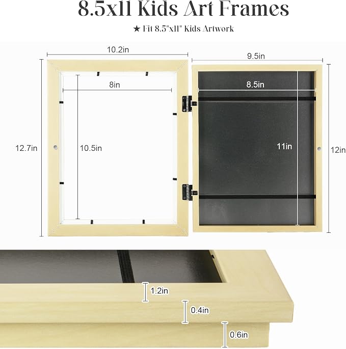 Kids Art Frames, 8.5x11 Front Opening Kids Artwork Frames Changeable, Apricot - Image 4