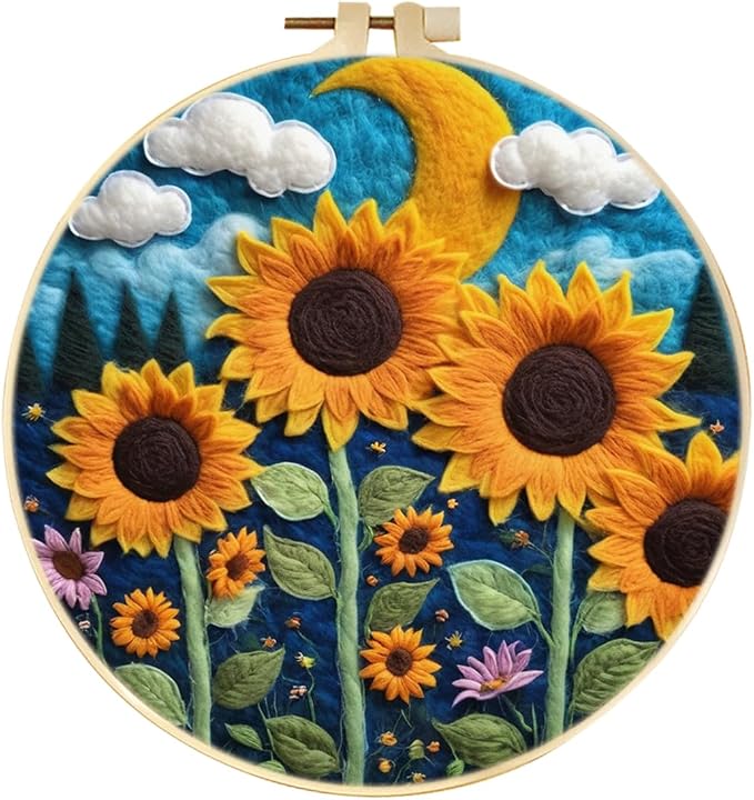 CaptainCrafts Needle Felting Kit, Wool Felt Supplies, Embroidery Hoops by CaptainCrafts