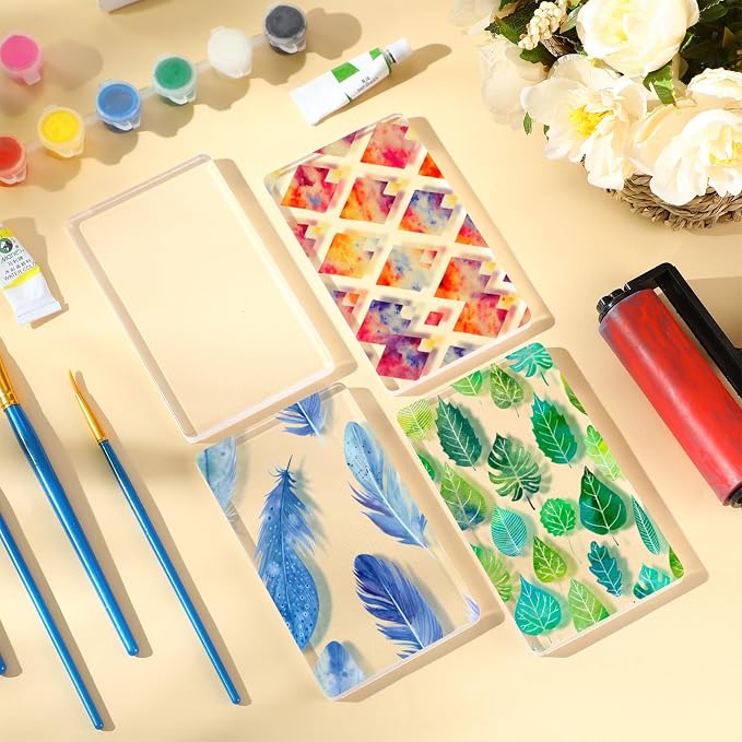 Threlaco 8 Pack Monoprinting Print Plates 5 x 3 Inch Reusable Silicone Plate - Image 5