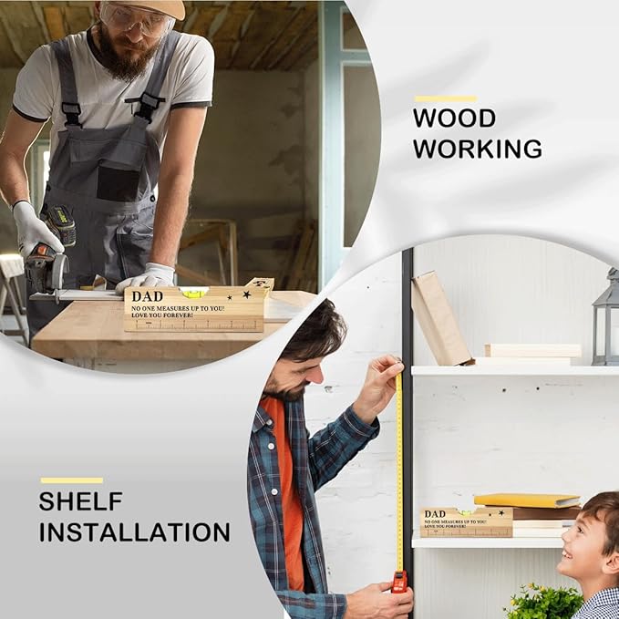 Fathers Day Birthday Gifts for Dad from Daughter Son Wife Wooden Spirit Level Valentines Christmas Thank You Gifts Ideas for Daddy New Dad Grandpa Papa
