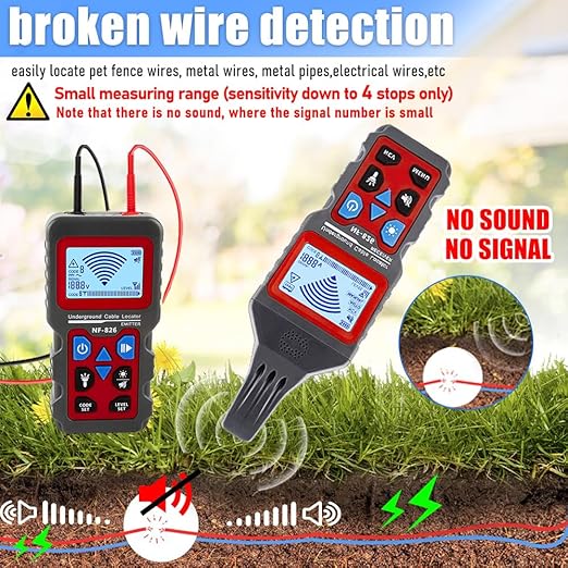 NOYAFA NF-826 Underground Cable Tester Locator Circuit Tracer Metal Pipe Detector Wire Tracker Tool Detects Wall\Underground Wires, Cables, Water and Gas Pipeline Paths