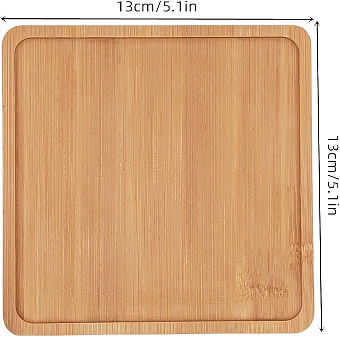 4PCS Mosaic Bamboo Coasters for Crafts, Blank Base Trays, Drinking Cup Coaster - Image 2