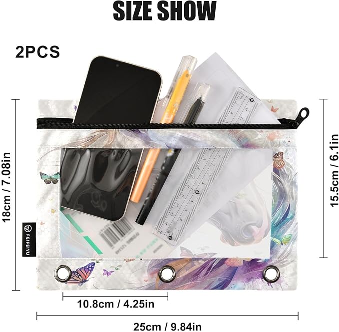 White Horse Butterflies Pencil Pouch - Image 3