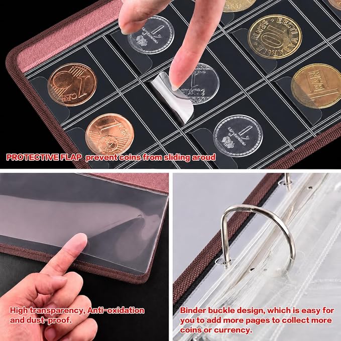 Coin Collection Book Holder for Collectors, 200 Pockets Collecting Album& 30 - Image 6