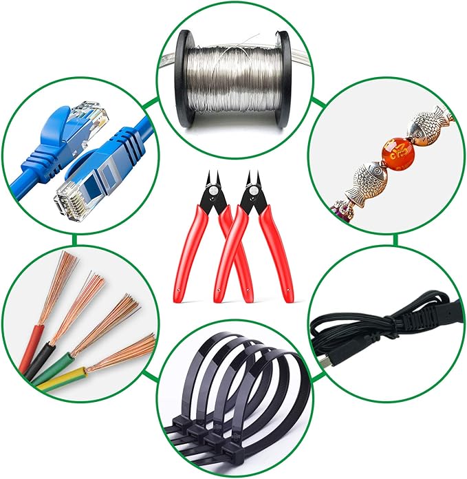 BOENFU Precision Wire Cutters Flush Cutters for 3D Print, Plastic Models, Jewelry Making, Electronics, 5 Inch Small Nippers Sprue Cutter, Red, 2-PCS