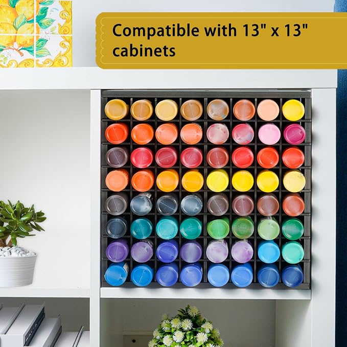 Krafetto 64 Grids Craft Paint Storage Organizer, Wall-mountable Paints Holder - Image 5