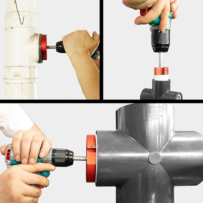 2 Wings PVC Pipe Reamer, Plastic PVC Pipe Fitting Saver Kit Fit into Standard 1/2" Drills 4inch Head Socket Saver Tool