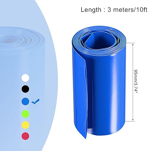 MECCANIXITY Battery Wrap PVC Heat Shrink Tubing 60mm Dia 95mm Flat 10 Feet(3meters) Blue Good Insulation for Battery Pack