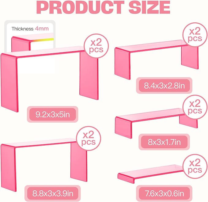 Goabroa Display Risers, 2 Sets 10 Pcs Perfume Stand Organizer, Rectangular - Image 2