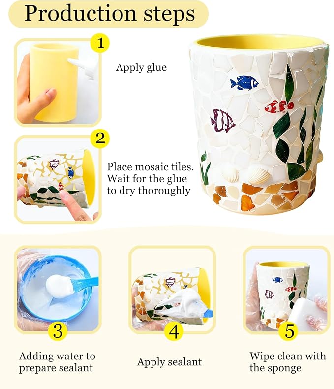 YUCHIYA DIY Glass Mosaic Pen Holder Craft Kit - Image 5