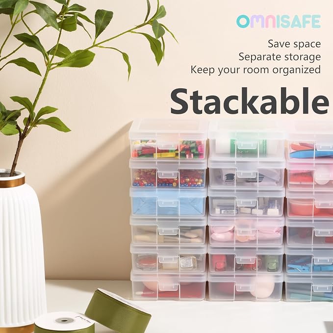 Clear Plastic Hobby Art Craft Organizer, Storage Containers | Stackable Design - Image 3