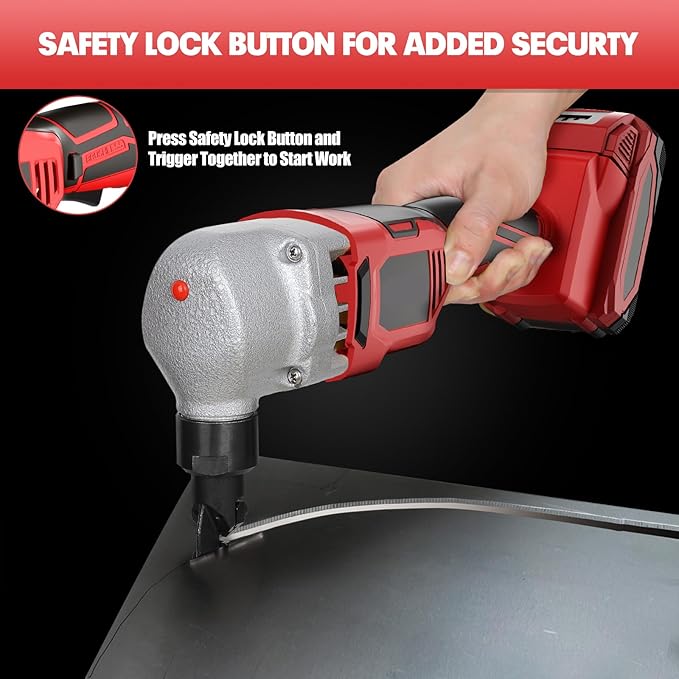Cordless Nibbler Compatible with Milwaukee 18V Battery, Includes 2.0Ah Battery & Charger, 18 Gauge Sheet Metal Cutter with 1200RPM Brushless Motor for Cutting Aluminium, Stainless Steel, Plastic