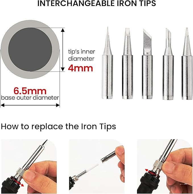 Soldering Iron Kit, 60W Soldering Iron Adjustable Temperature 25-in-1, 5 Solder - Image 3
