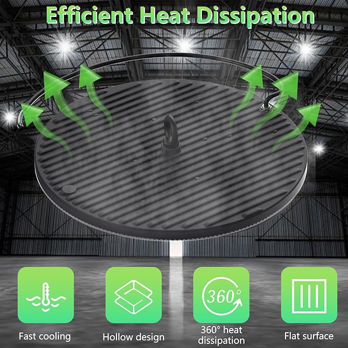 loyal LED High Bay Shop Lights: UFO Dimmable Commercial Lighting 6000K - for Warehouse Garage Workshop Gym, No Plug (500W, 8 Piece)