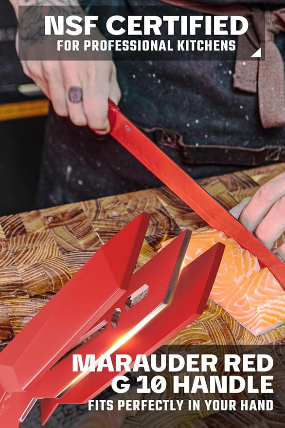 Dalstrong Slicing Knife - 12 inch - Shadow Black Series - Marauder Red Edition - Red Non-Stick Coating - High Carbon - 7CR17MOV-X Vacuum Treated Steel Carving Knife - Kitchen Knife Slicer - Sheath